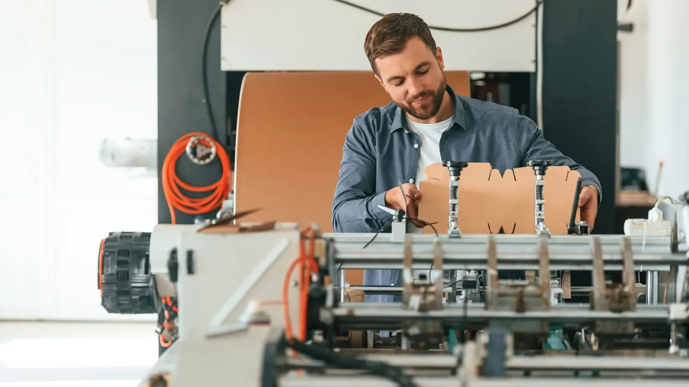Overhead view of packaging dielines arranged on a printing sheet showing optimal imposition for cartons and labels to minimize waste