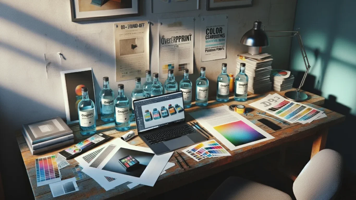 Hungary-Based Packaging Designer: Real-Time, Press-Ready Budapest packaging studio desk with dielines, proofs, and a laptop showing a 3-page PDF hand-off